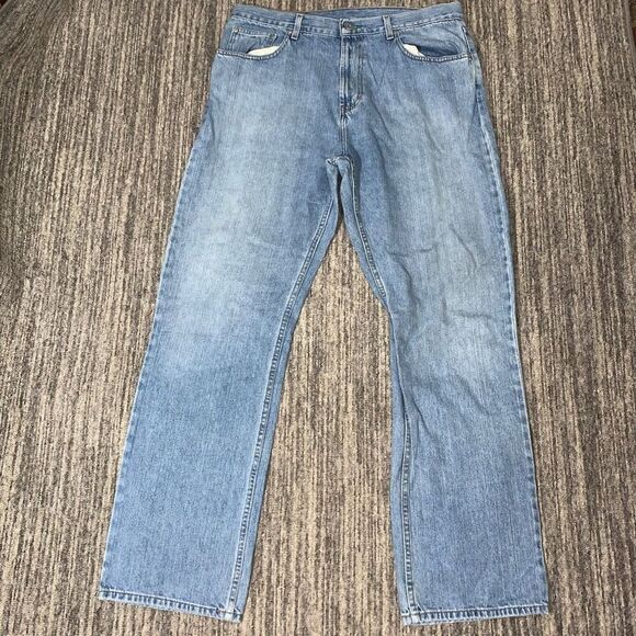 Tommy Hilfiger Mens 36x34 Freedom Denim Jeans Blue Light‎ Wash Relaxed Baggy - Picture 1 of 8